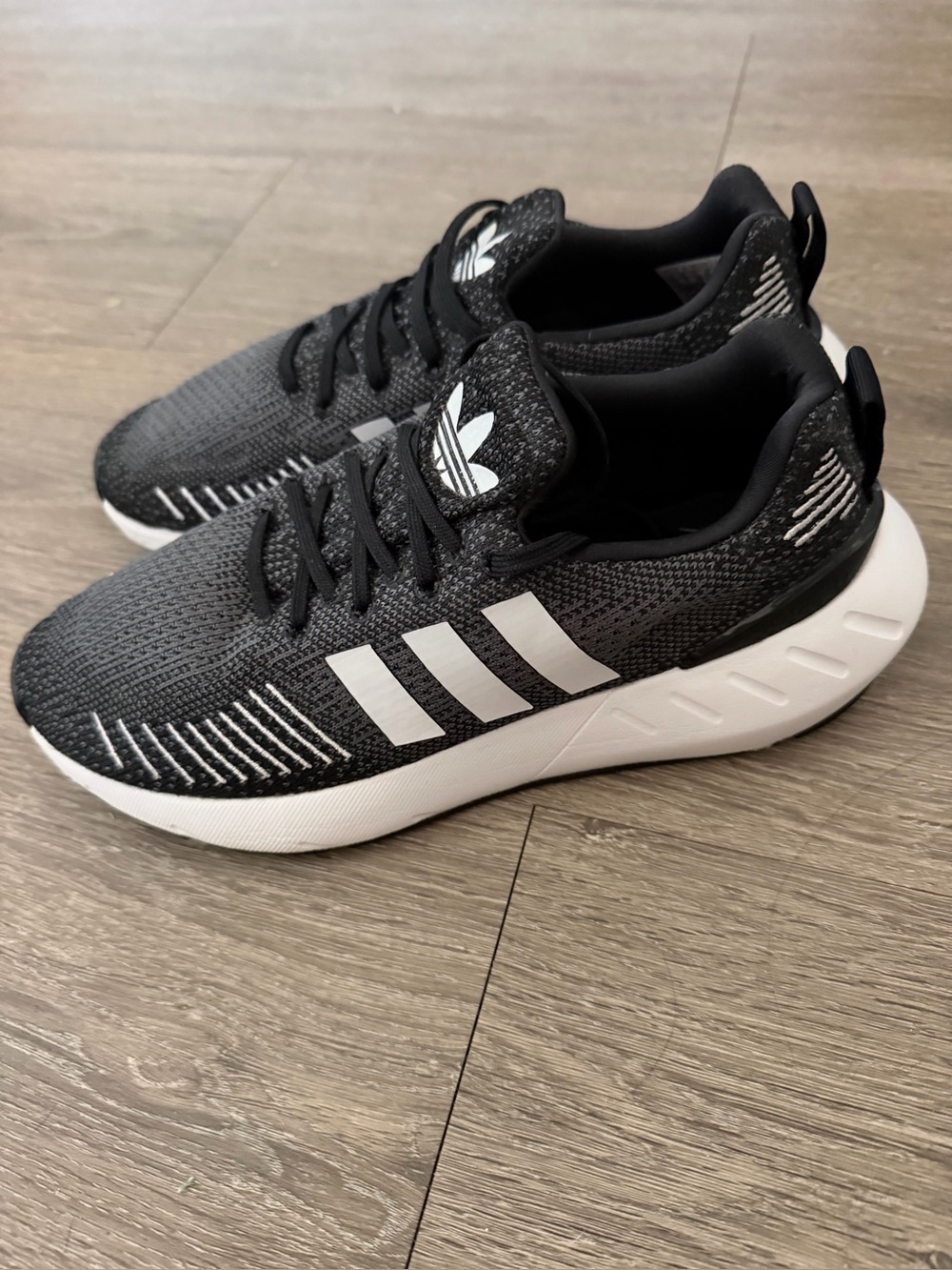 Adidas Womens Black & White Athletic Sneakers